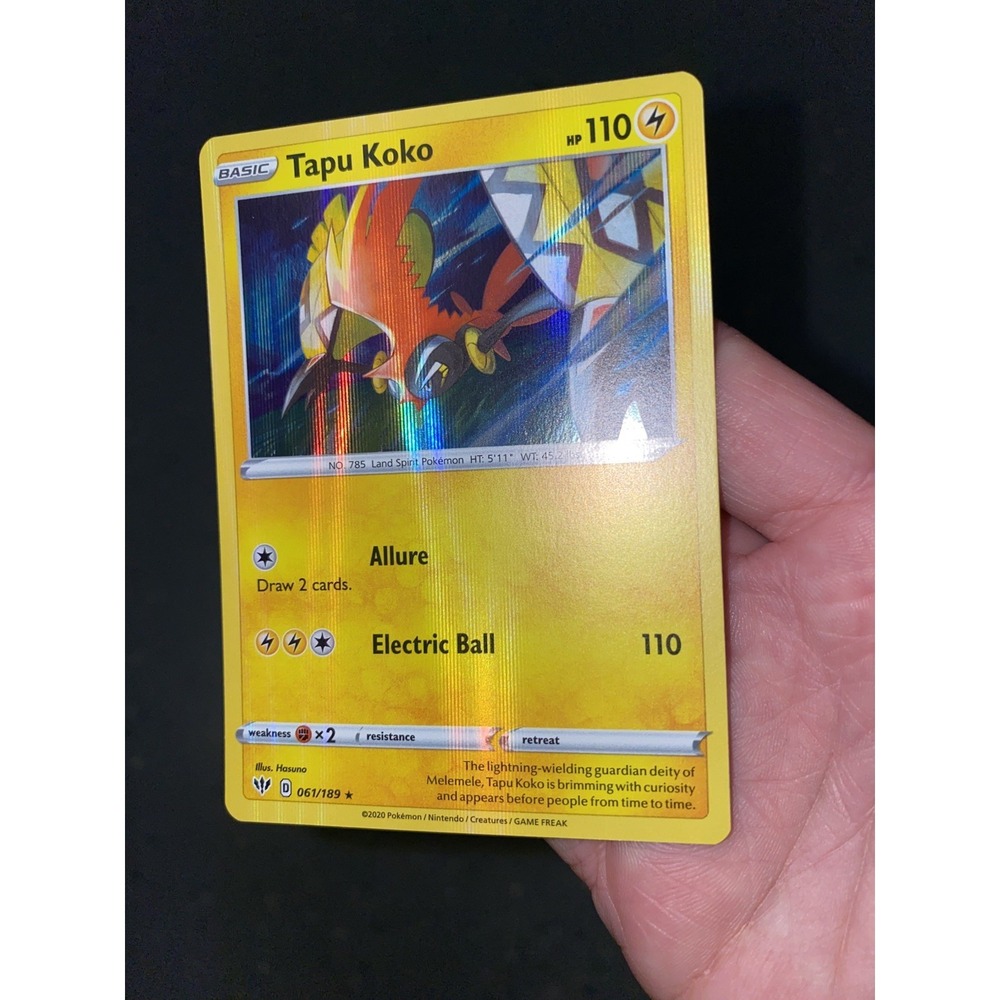 Tapu Koko 061/189 HOLO BLEED ERROR Rare Darkness Ablaze Pokemon Near Mint